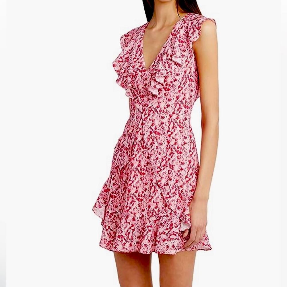 BCBGMAXAZRIA Women's Fit and Flare Short Evening Dress with Ruffle Hem